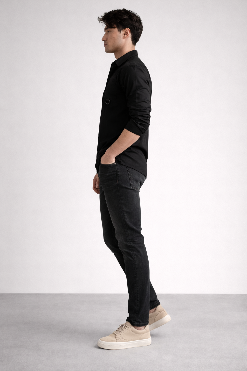 Black Relaxed Fit Cotton Shirt - Hustle N Holla