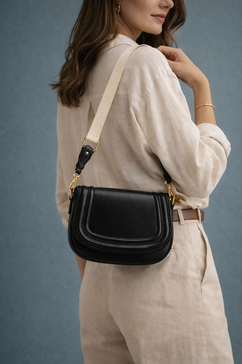 Black Crossbody Structured Shoulder Bag - Hustle N Holla