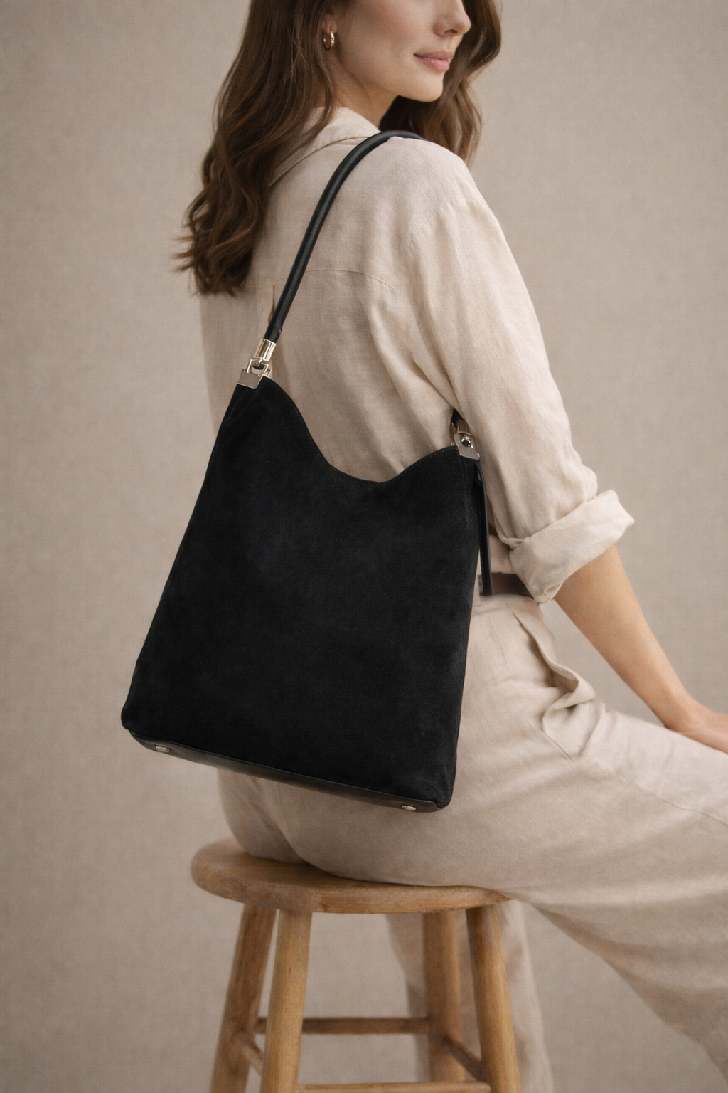 Black Slouchy Shoulder Tote with Matching Crossbody Pouch - Hustle N Holla