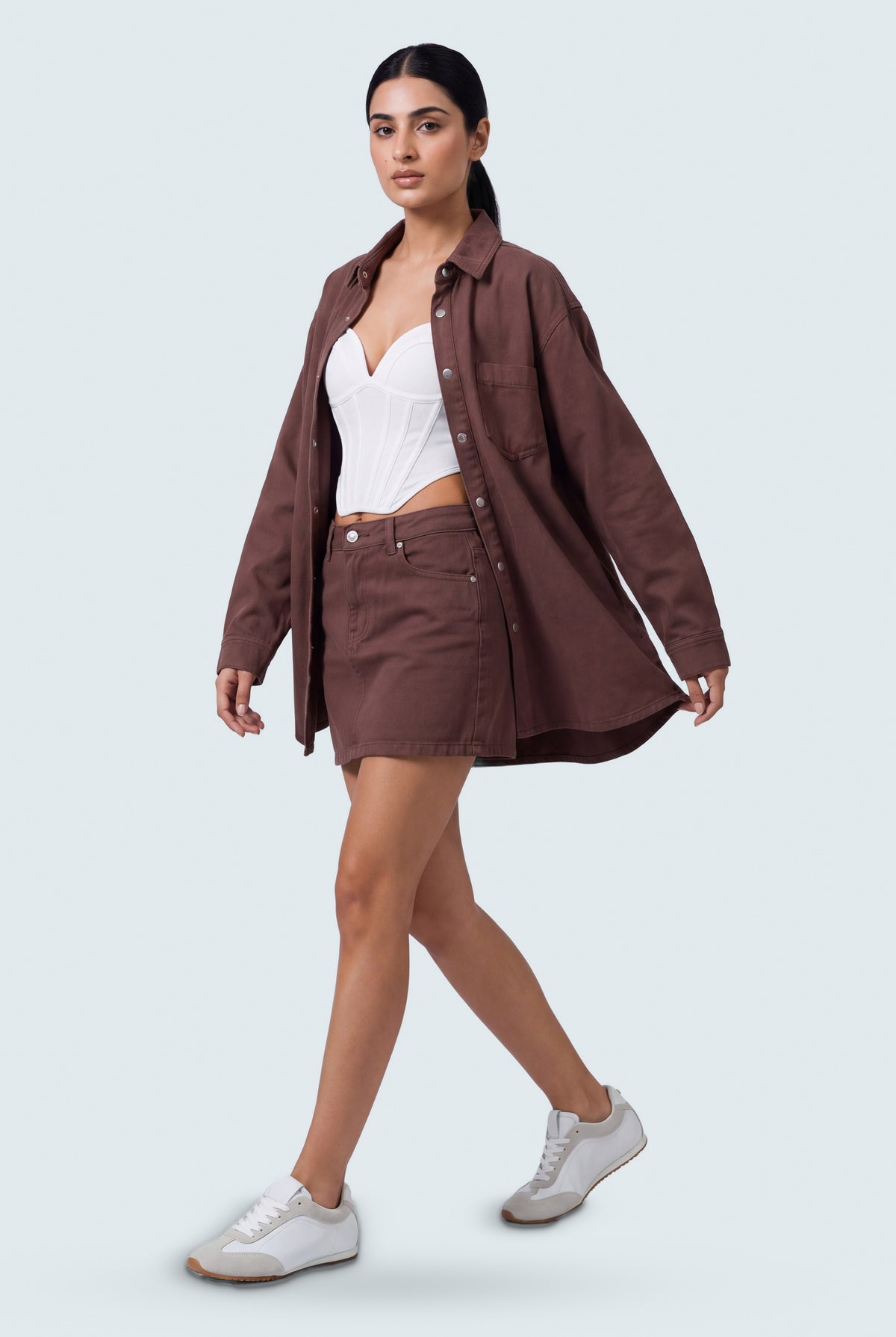 Chocolate Brown Denim Skirt - Hustle N Holla