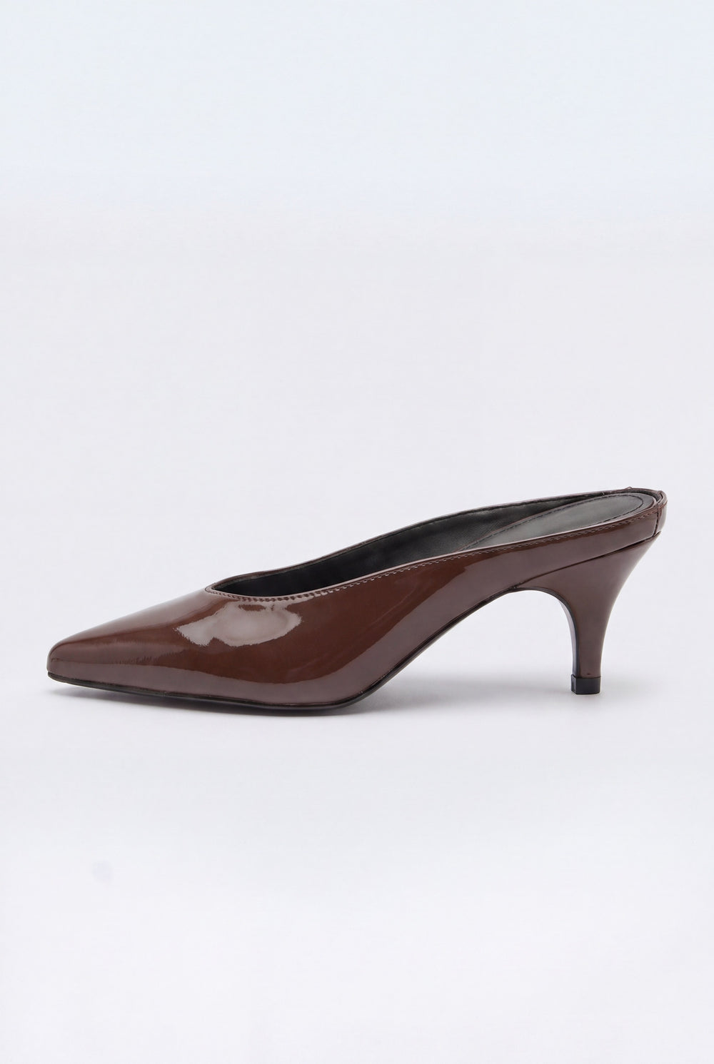 Chocolate Brown Patent Leather Mule Heels - Hustle N Holla