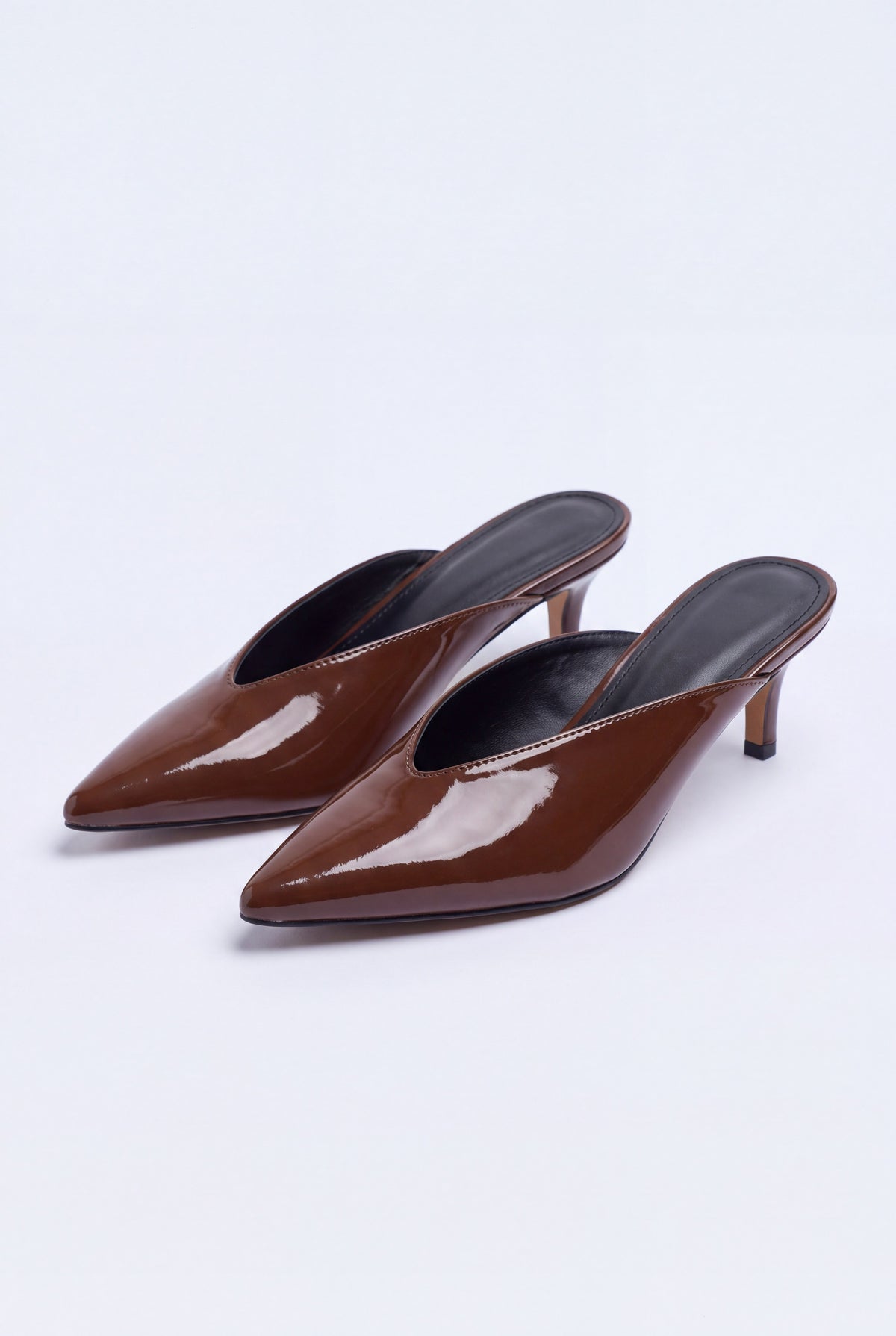 Chocolate Brown Patent Leather Mule Heels - Hustle N Holla