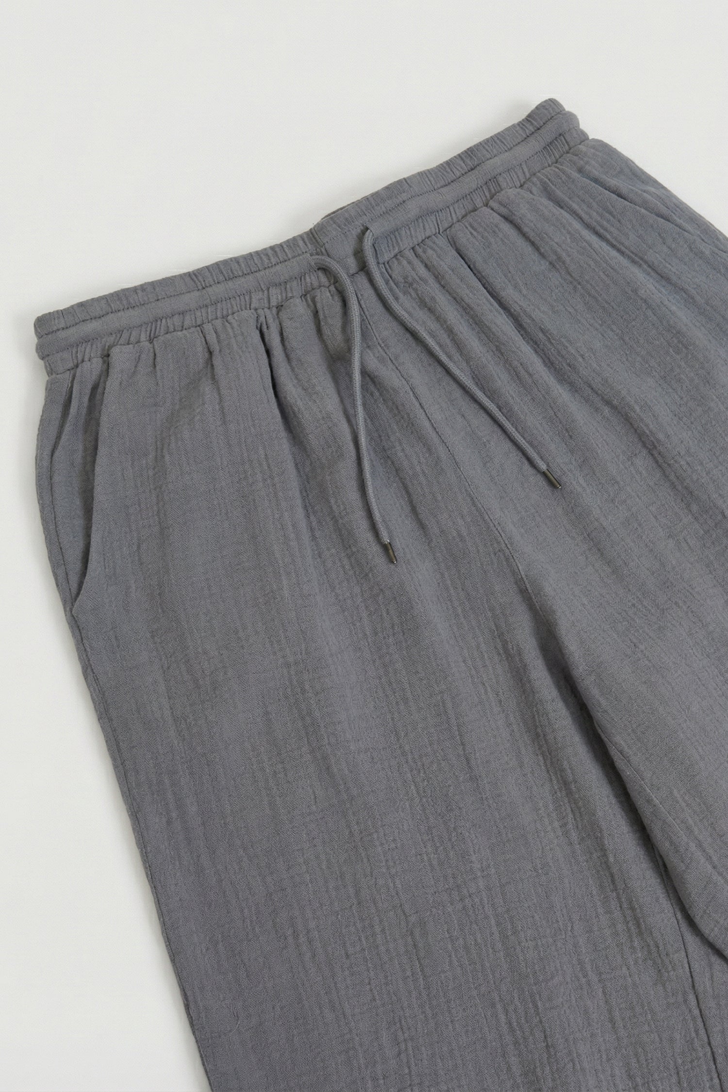 Grey Loose Fit Cheesecloth Trousers - Hustle N Holla