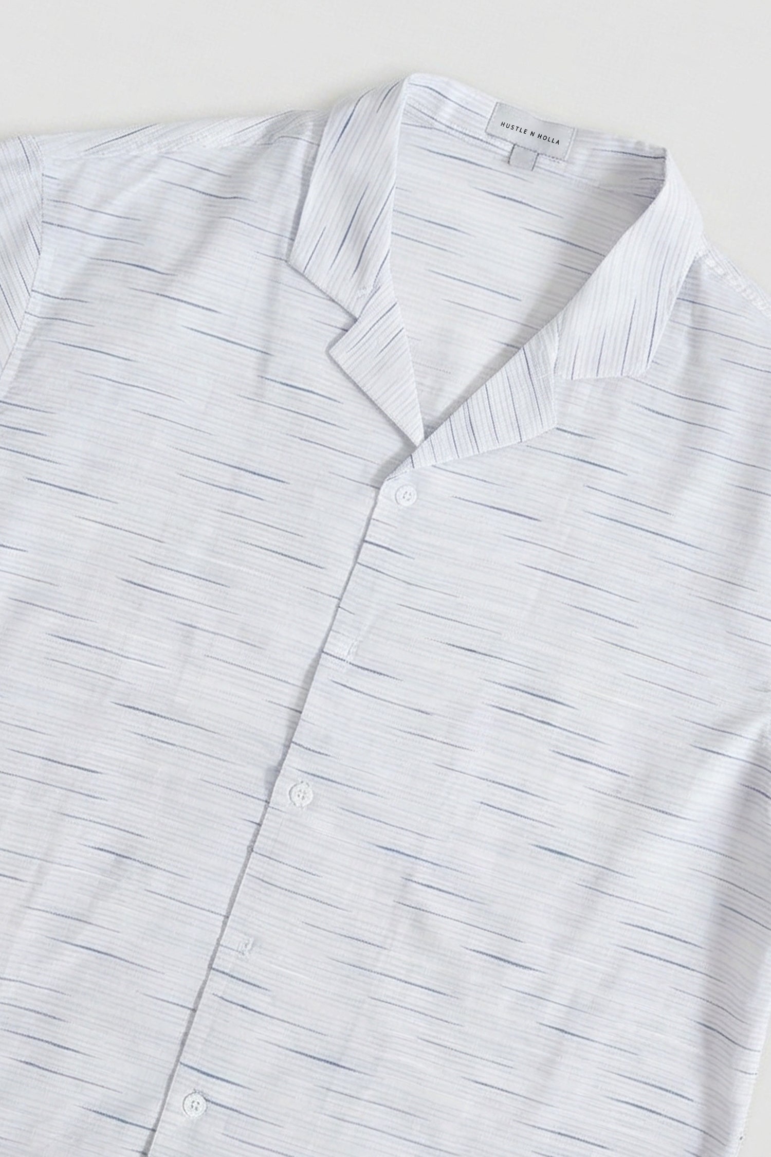 White Textured Loose Fit Cotton Shirt - Hustle N Holla