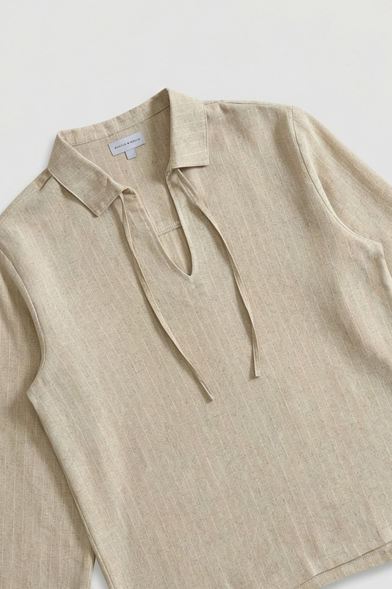 Cream Linen Blend Long Sleeves Minor Fault Shirt - Hustle N Holla