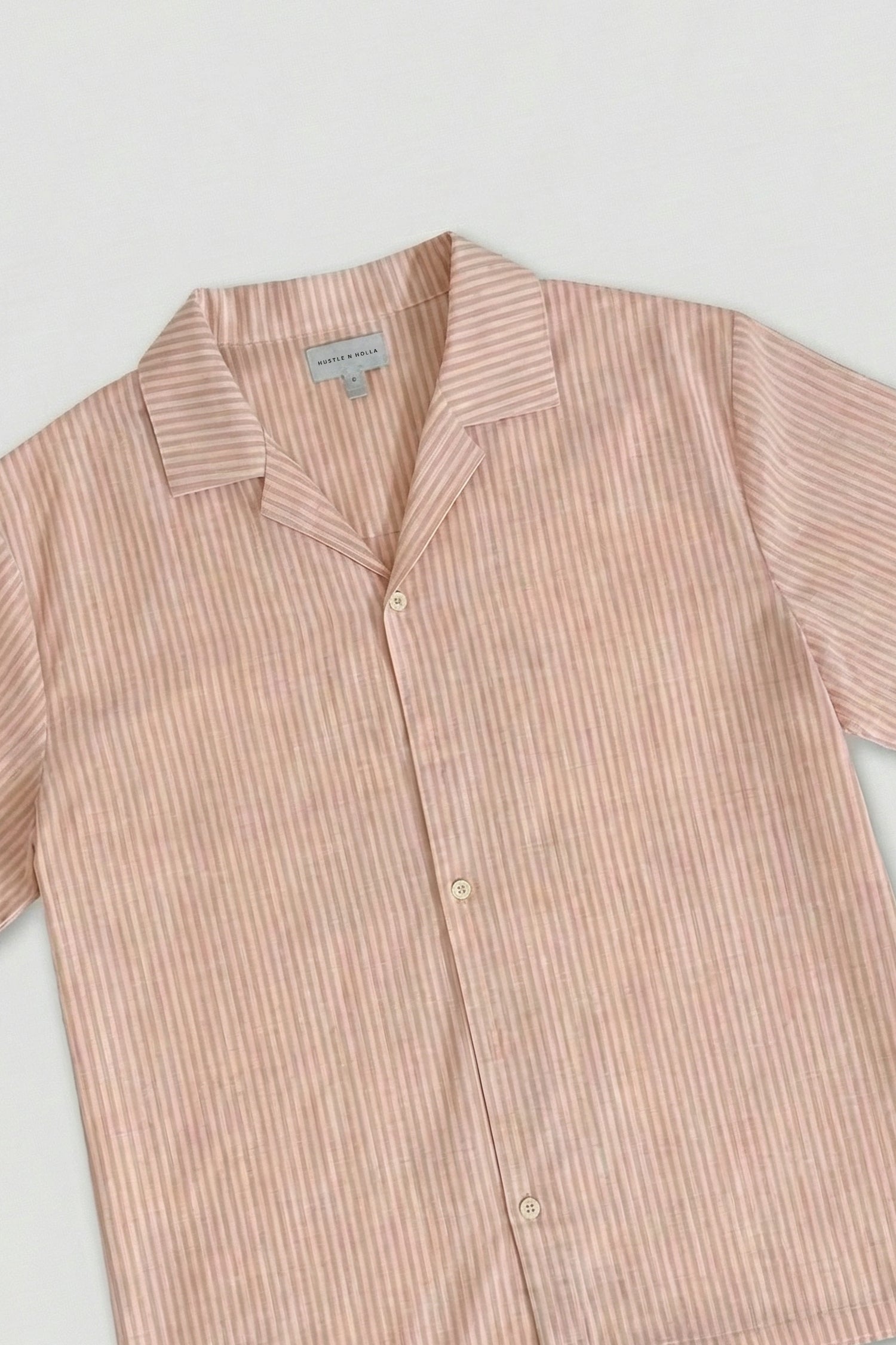 Pink Short Sleeves Striped Regular Fit Shirt - Hustle N Holla