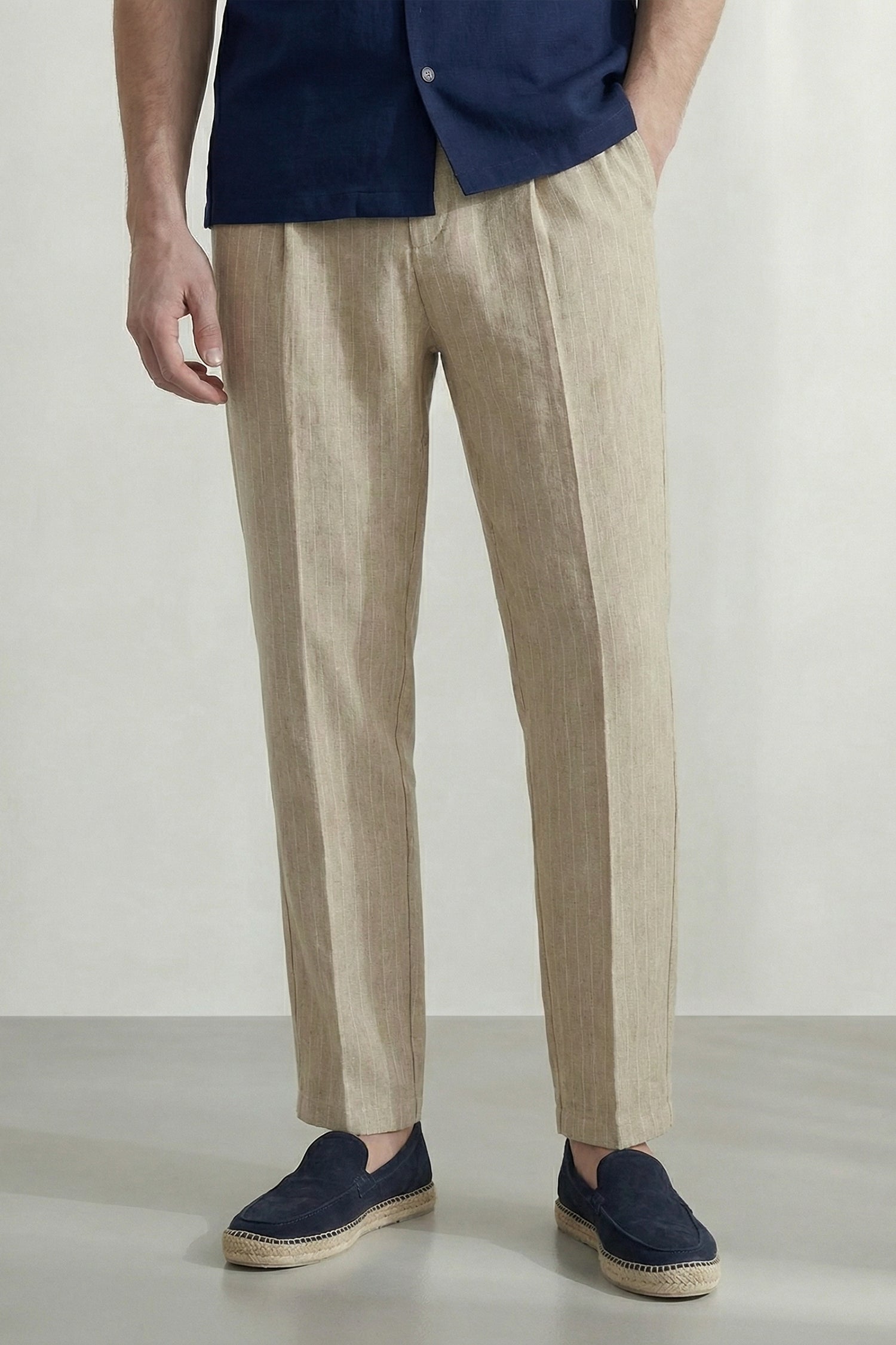 Cream Smart Tailored Straight Fit Minor Fault Trousers - Hustle N Holla