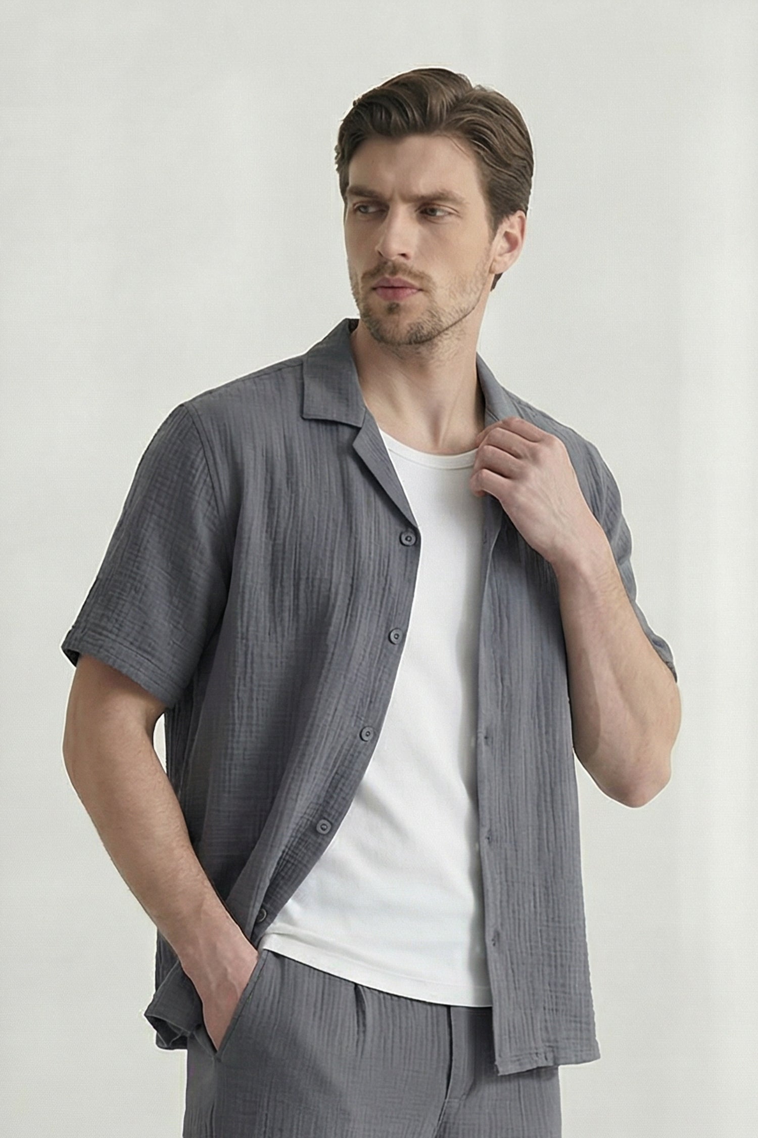 Grey Regular Fit Half Sleeve Shirt - Hustle N Holla