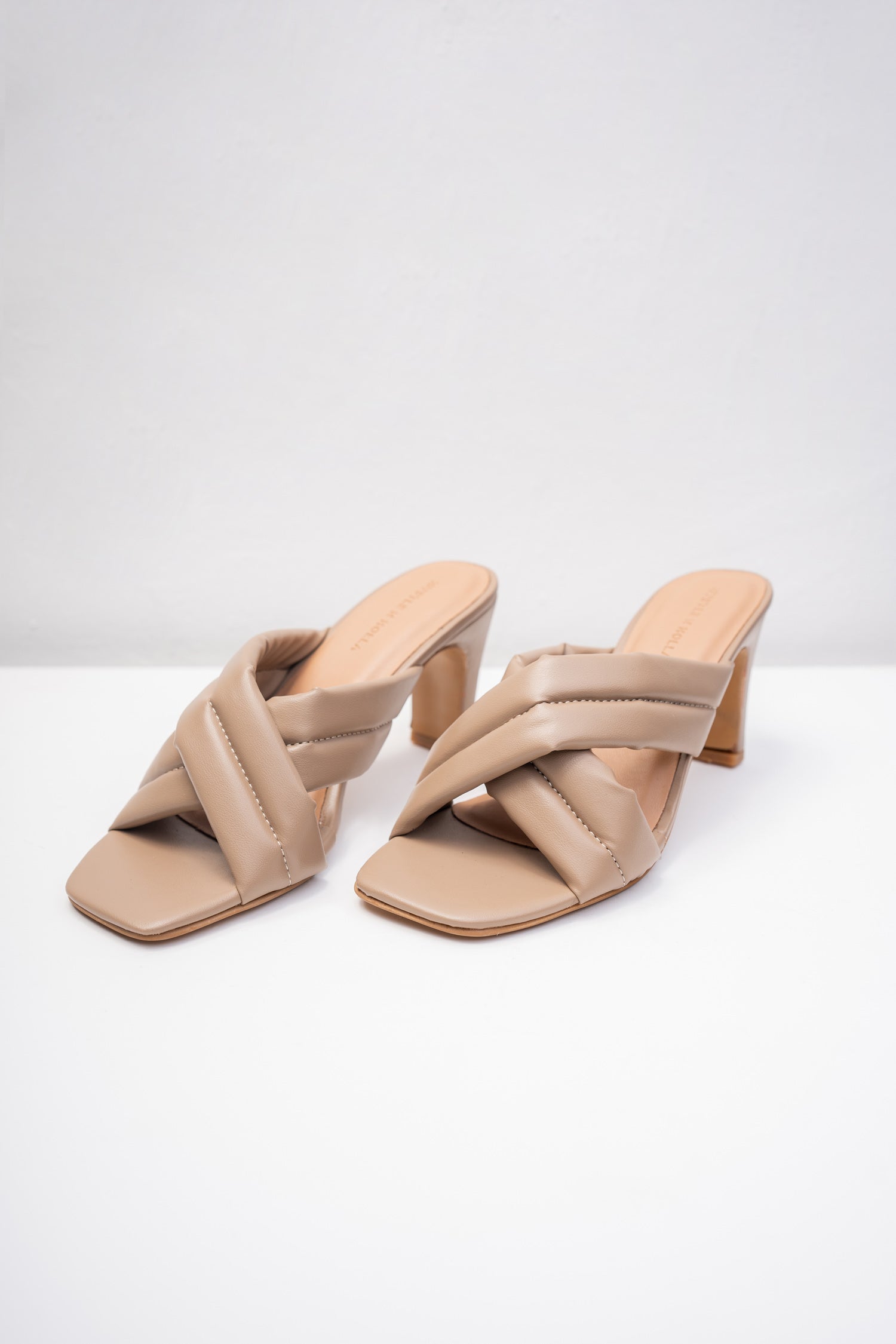 Cross Strap Beige Heels