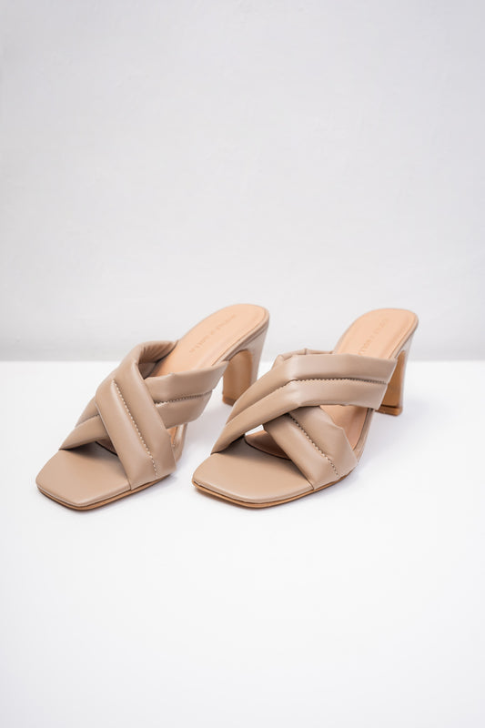 Cross Strap Beige Heels - Hustle N Holla