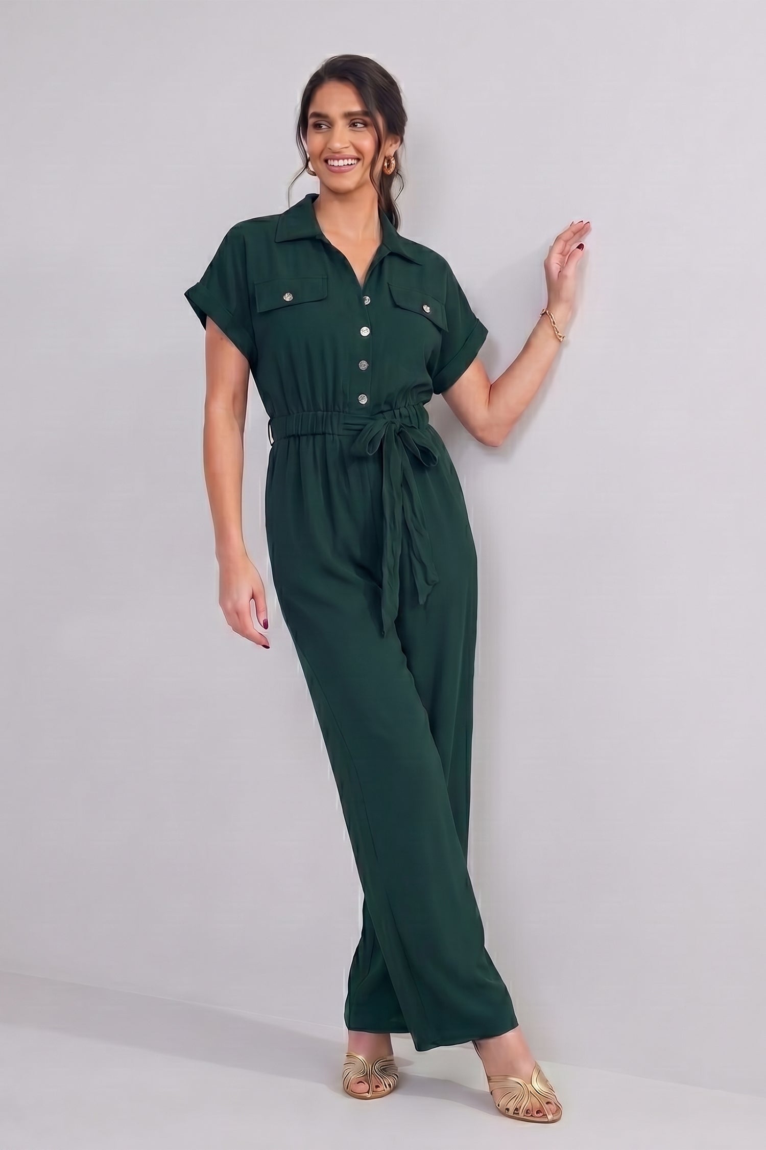Teal Green Short Sleeve Jumpsuit - Hustle N Holla