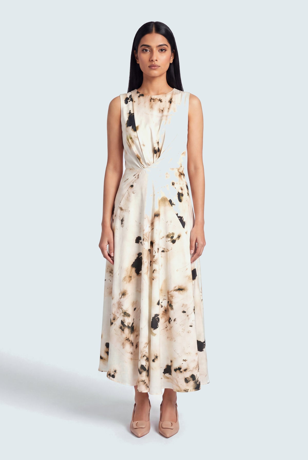Eggshell White Draped Evening Dress - Front - Hustle N Holla