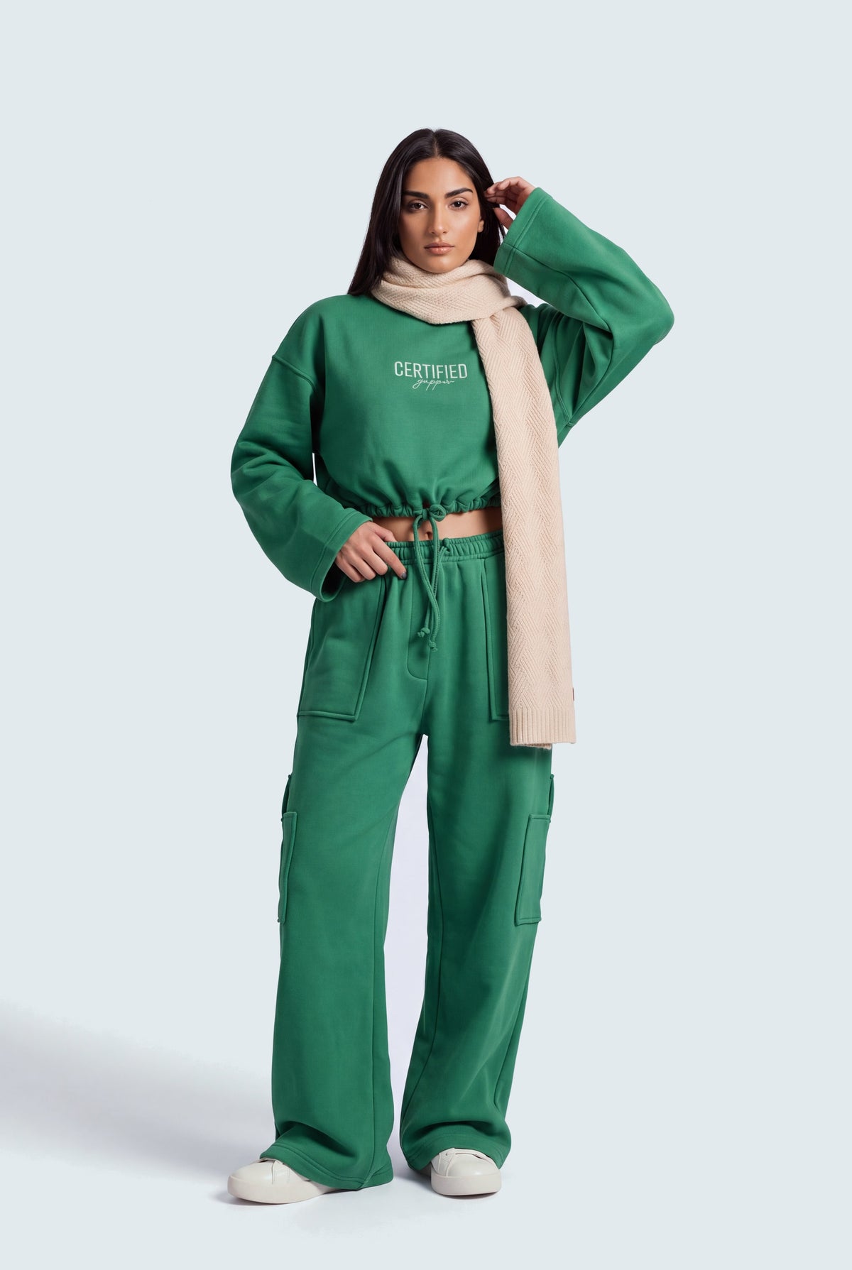 Emerald Green Utility Pockets Wide Leg Sweatpants - Hustle N Holla