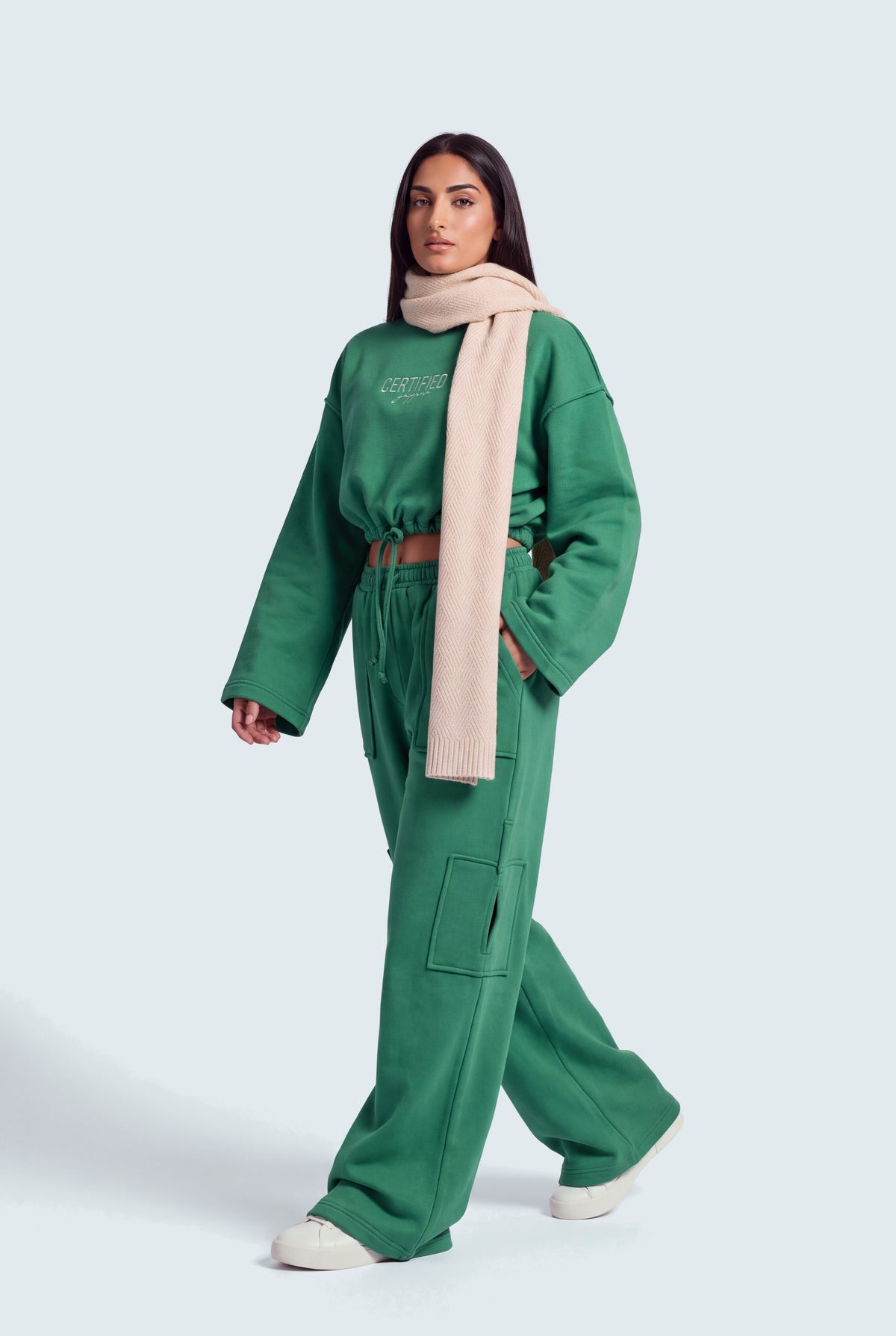 Emerald Green Utility Pockets Wide Leg Sweatpants - Hustle N Holla