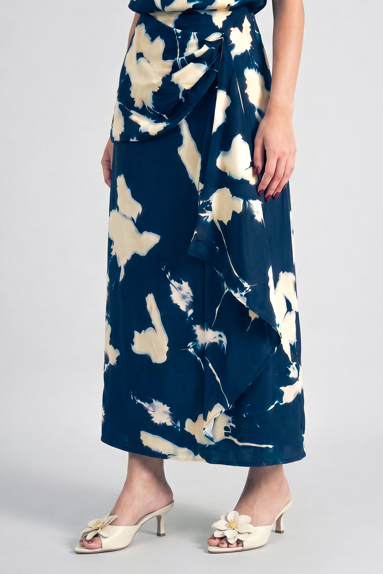 Navy Draped Maxi Evening Dress - Hustle N Holla