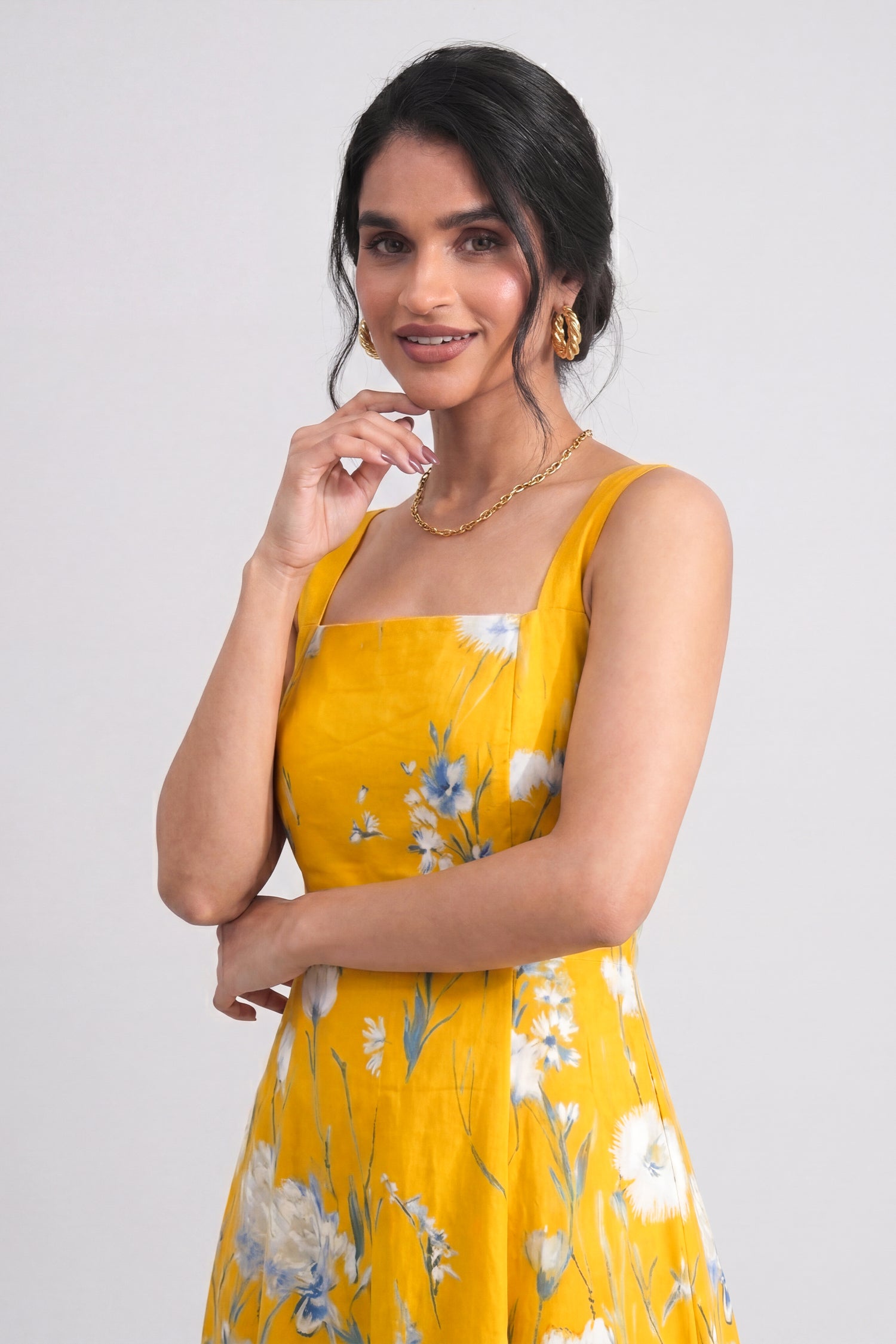 Sunshine Square Neck Wide Strap Evening Dress - Hustle N Holla