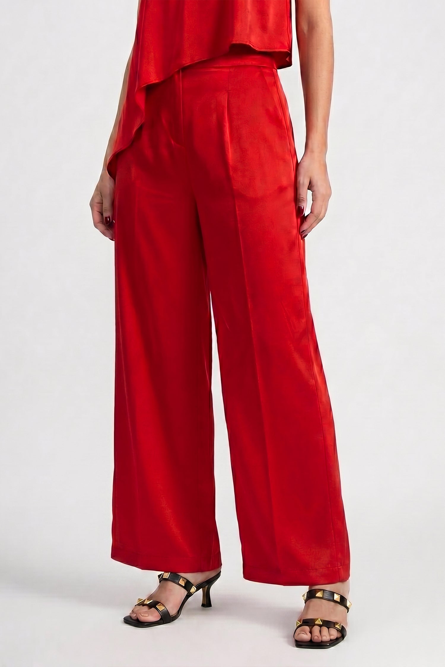 Scarlet Red Cami Asymmetrical Silk Top - Hustle N Holla