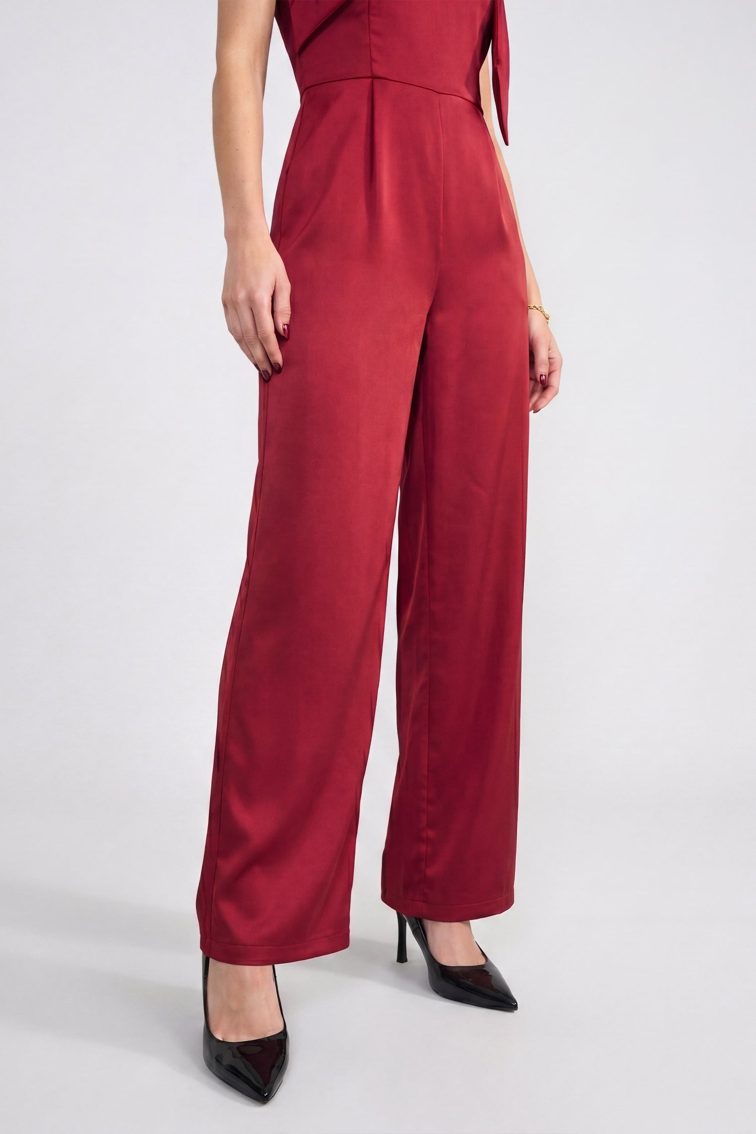 Wine Red Off Shoulder Wide Leg Jumpsuit - Hustle N Holla