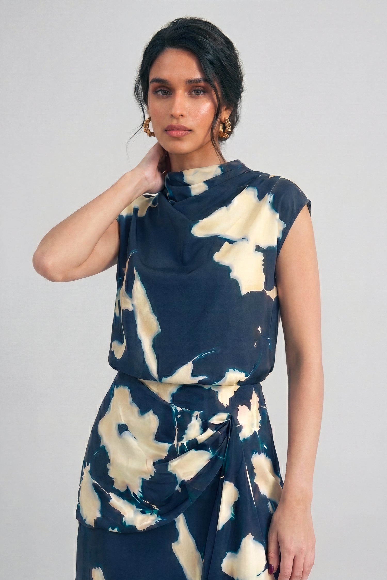 Blueberry Draped Maxi Evening Dress - Hustle N Holla