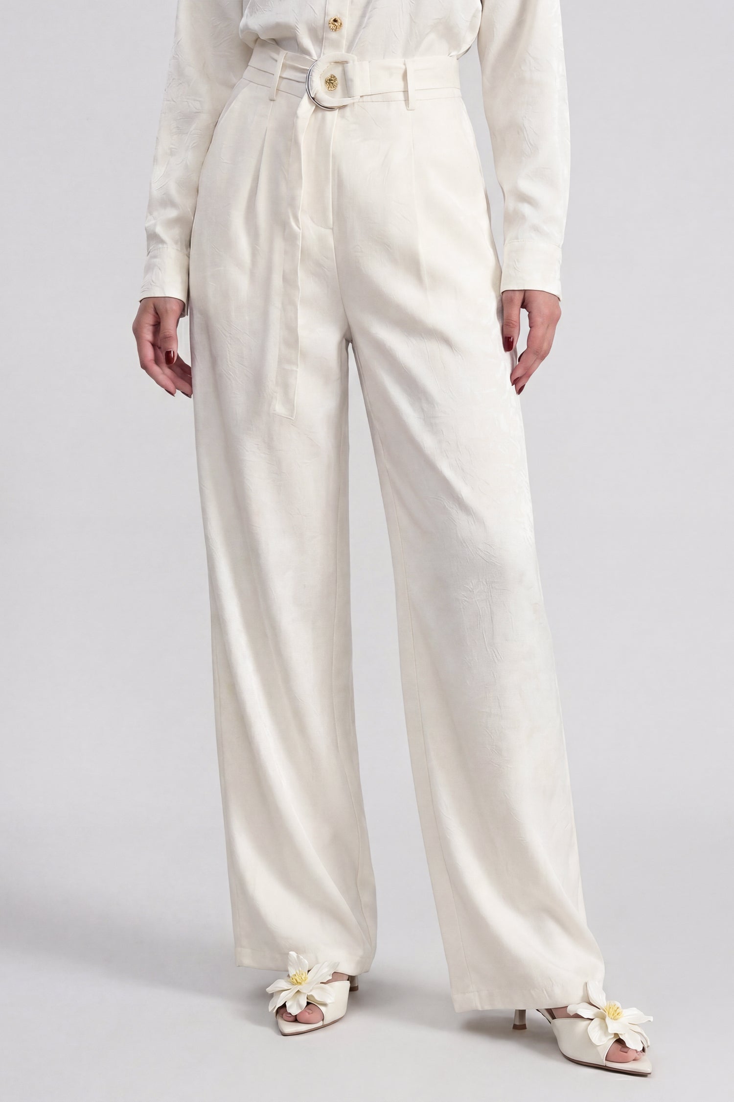 Pearl White Textured Oversized Button Down Top - Hustle N Holla