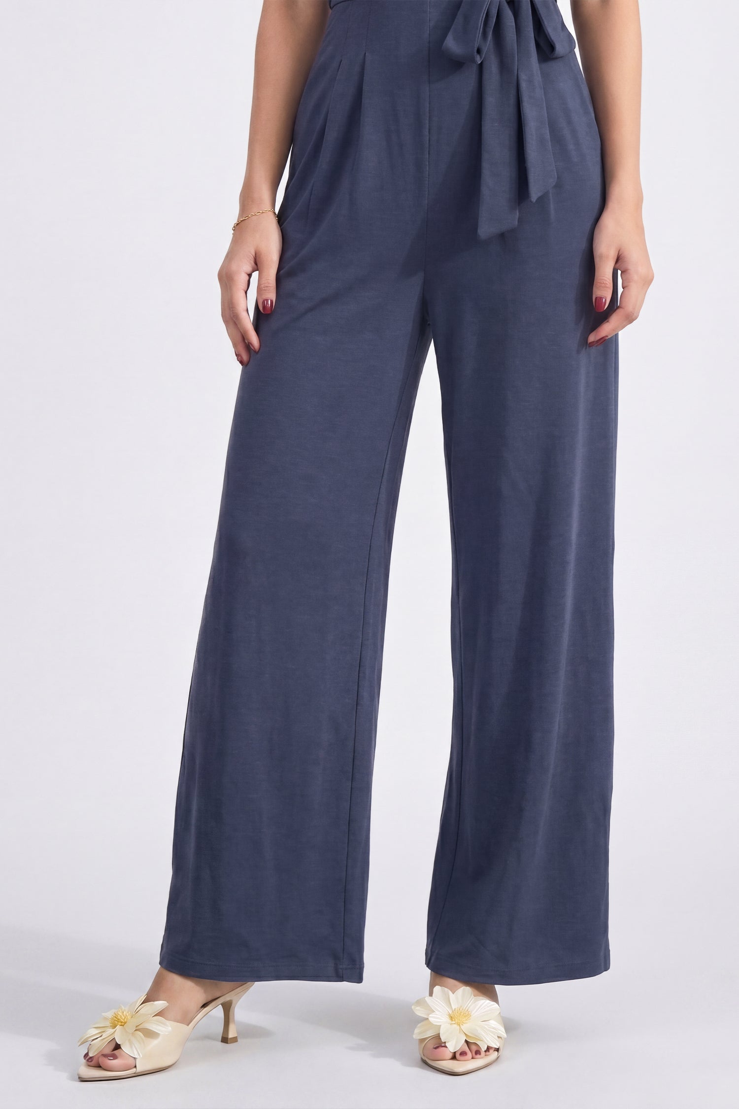 Prussian Blue Signature Soft Wrap Over Jumpsuit - Hustle N Holla