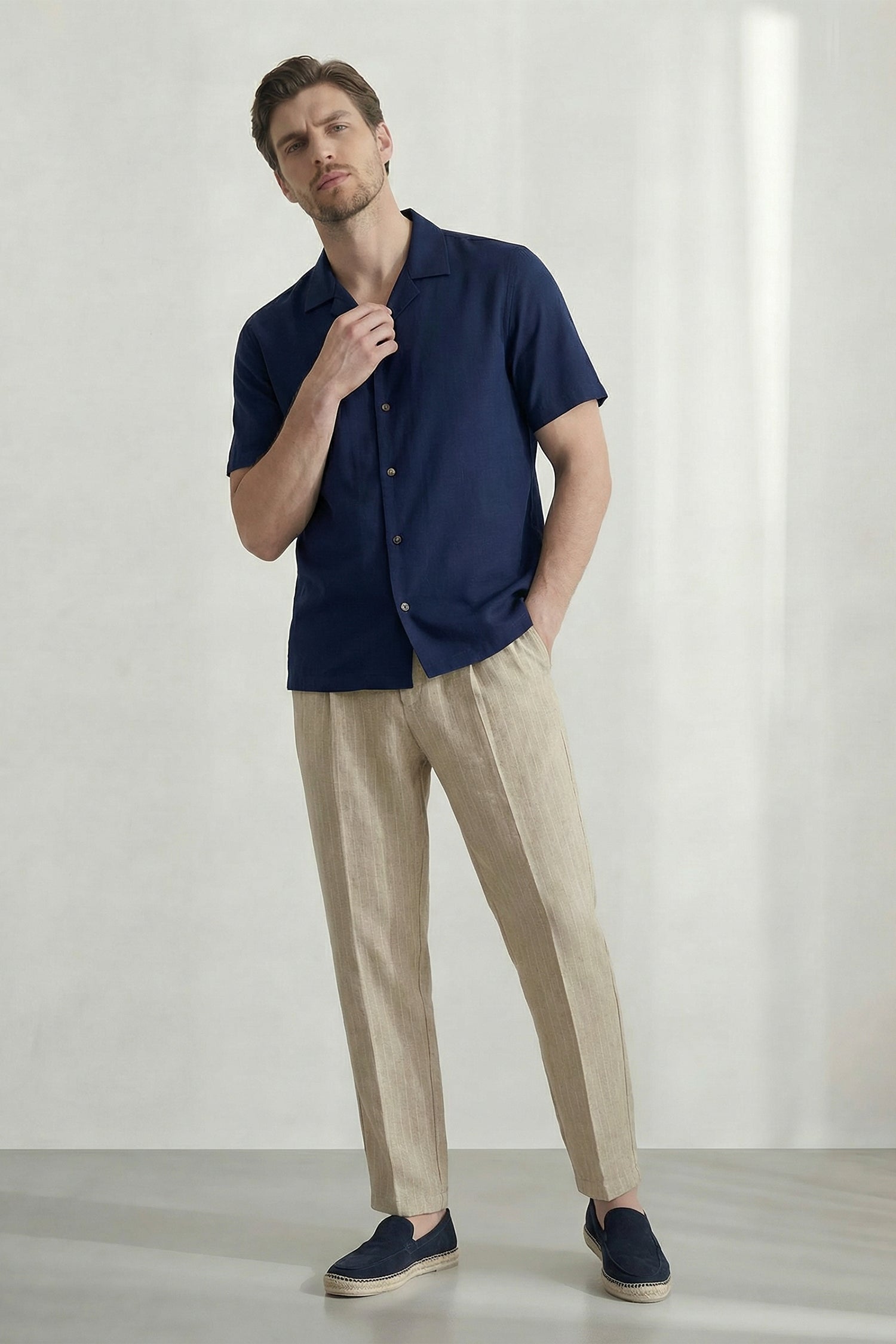 Cream Smart Tailored Straight Fit Minor Fault Trousers - Hustle N Holla