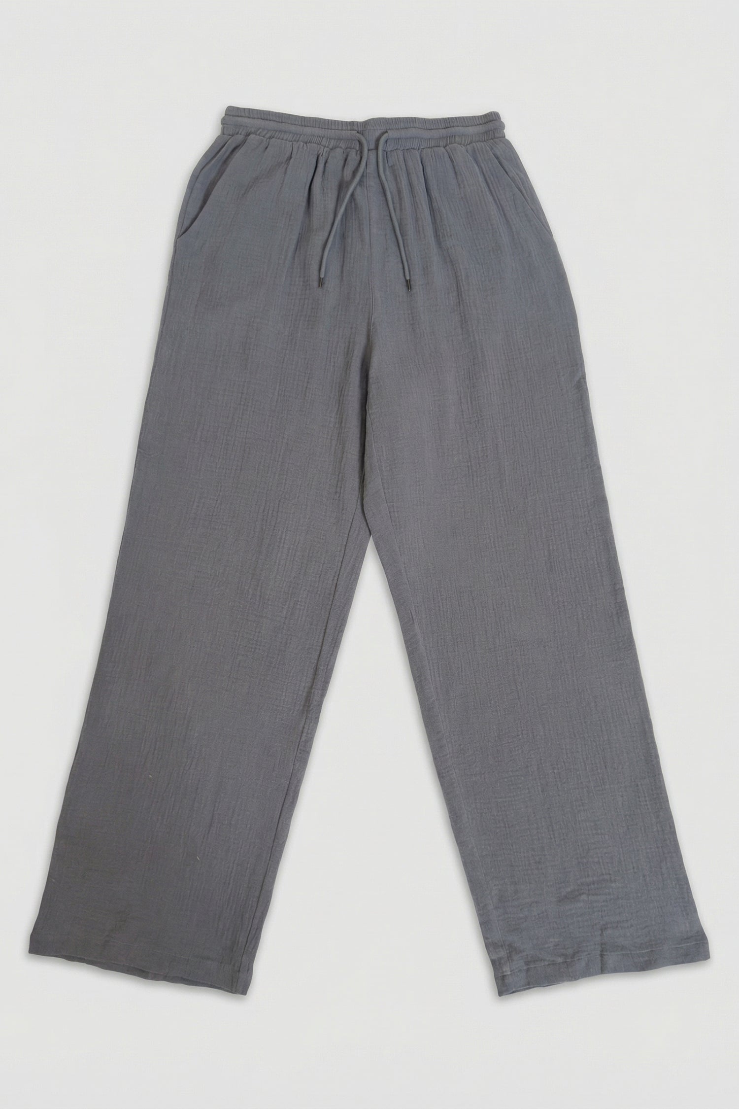 Grey Loose Fit Cheesecloth Trousers - Hustle N Holla