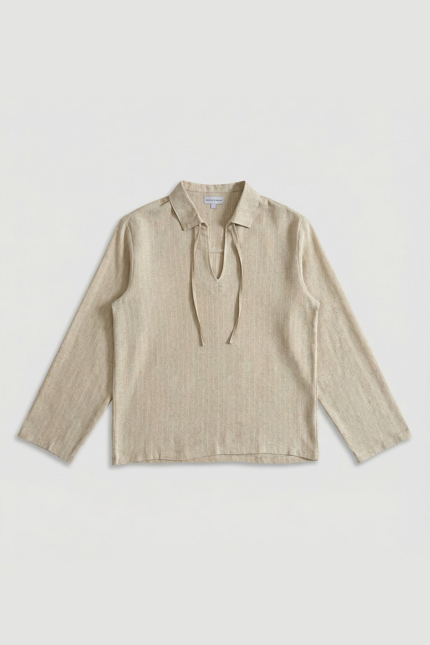 Cream Linen Blend Long Sleeves Minor Fault Shirt - Hustle N Holla