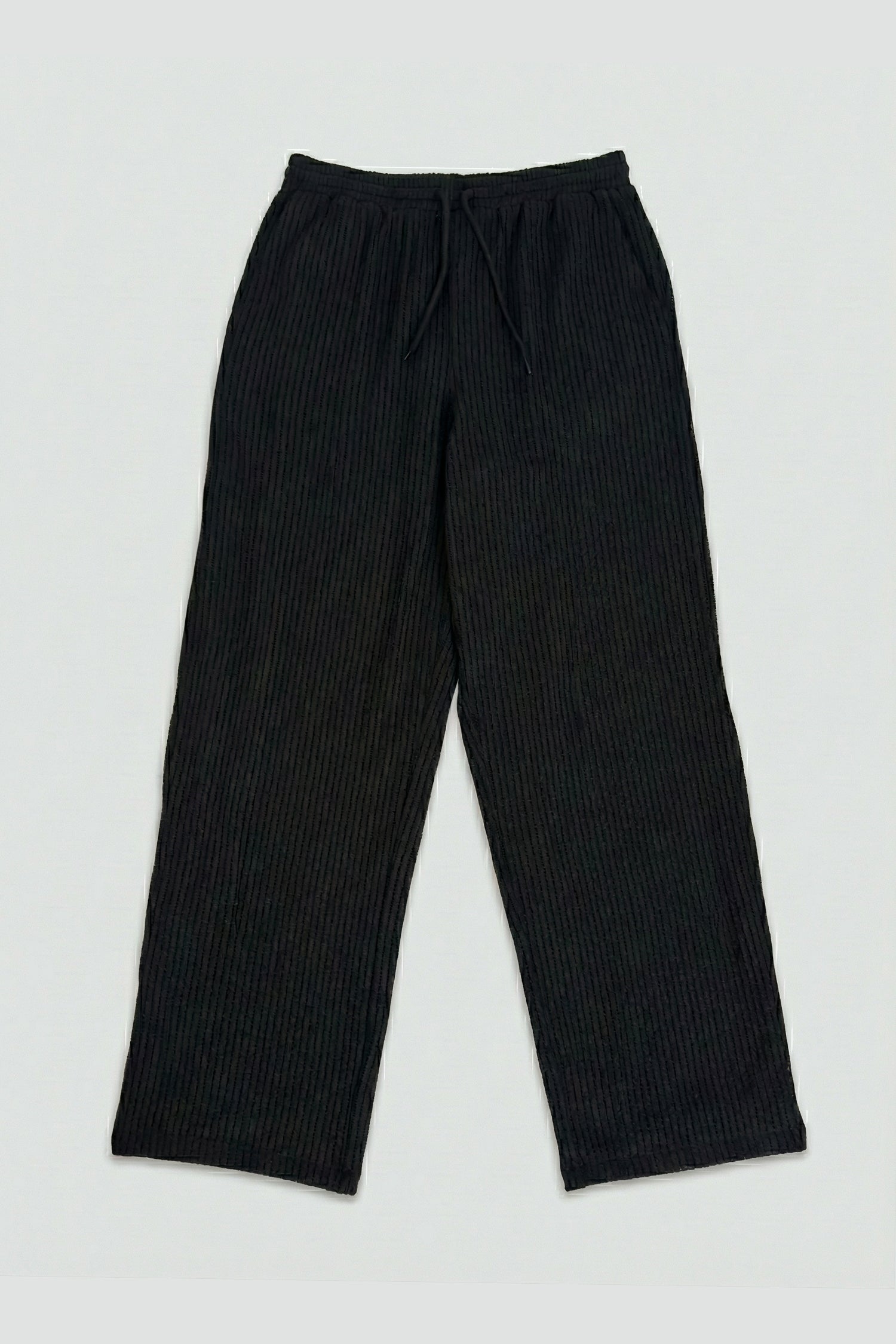 Black Linen Blend Straight Fit Premium Trousers - Hustle N Holla
