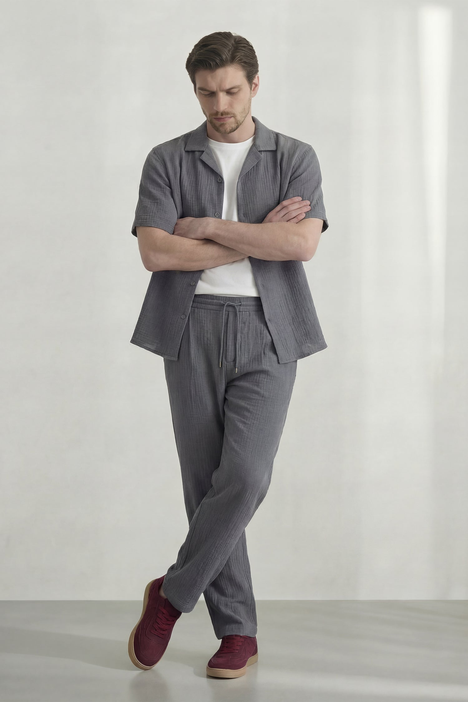 Grey Regular Fit Half Sleeve Shirt - Hustle N Holla