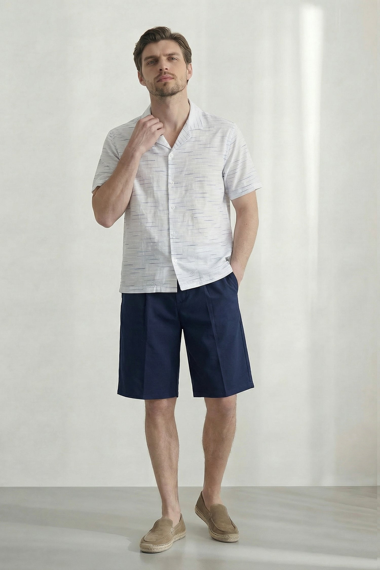 Blue Loose Fit Short Sleeve Cotton Shirt - Hustle N Holla