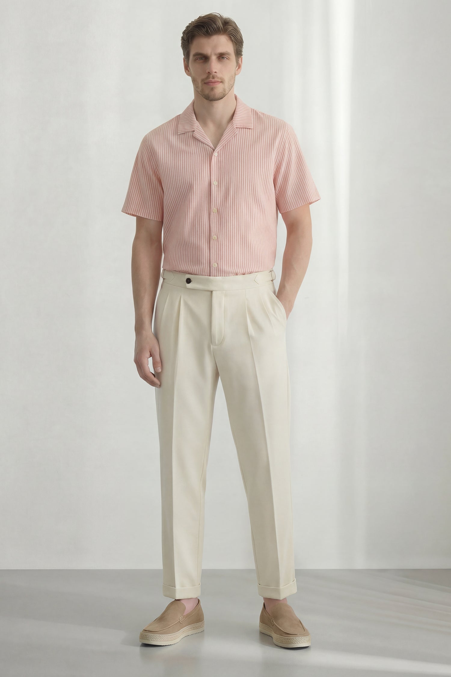 Pink Short Sleeves Striped Regular Fit Shirt - Hustle N Holla