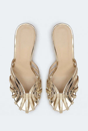 Gold Cage Kitten Heels - Hustle N Holla