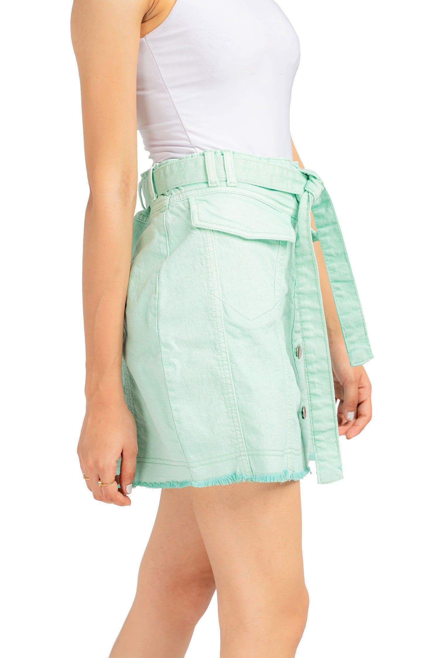 Aria Green Denim Skirt - Hustle N Holla