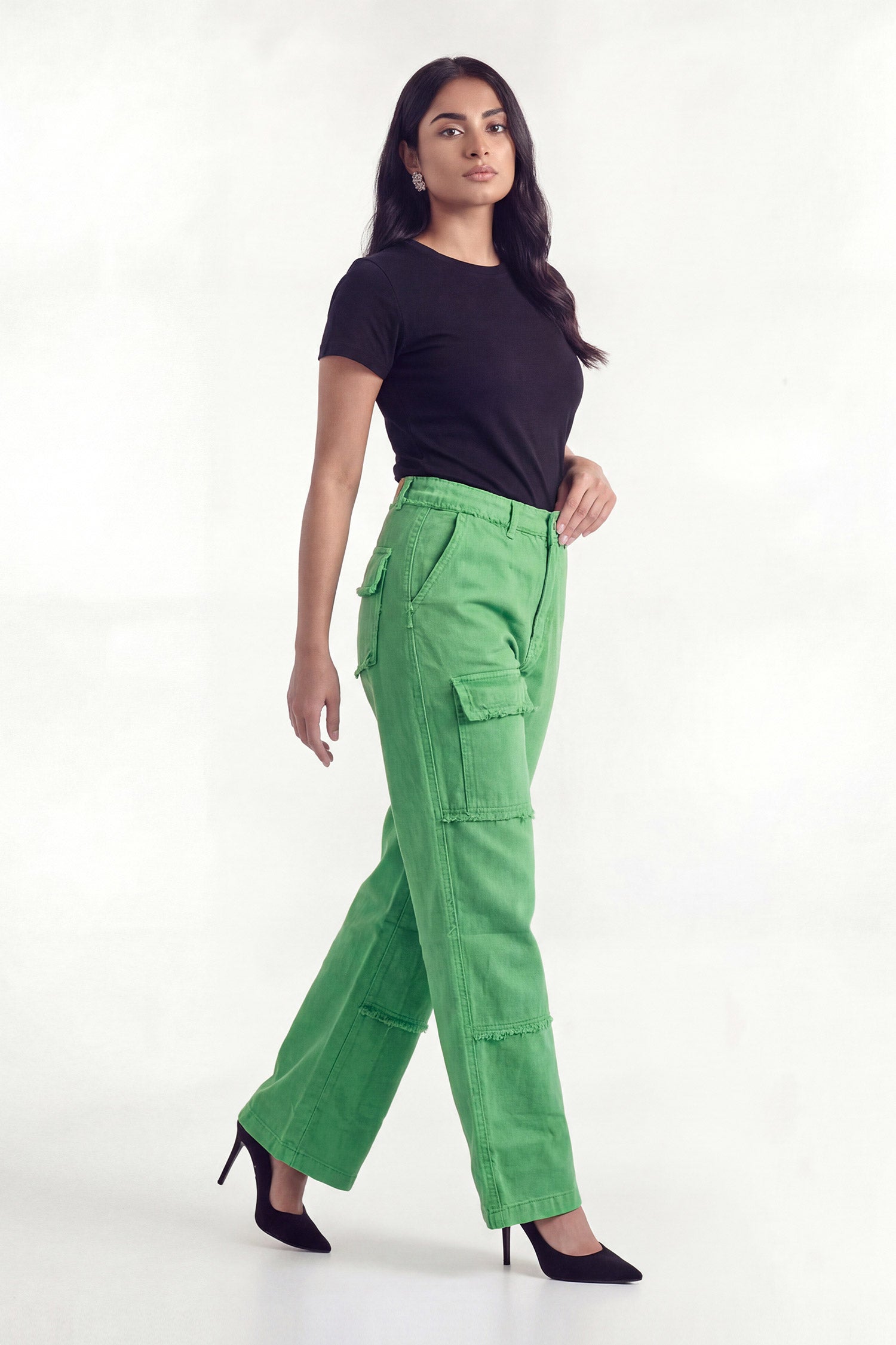 Neon Green Wide Leg Jeans - Hustle N Holla