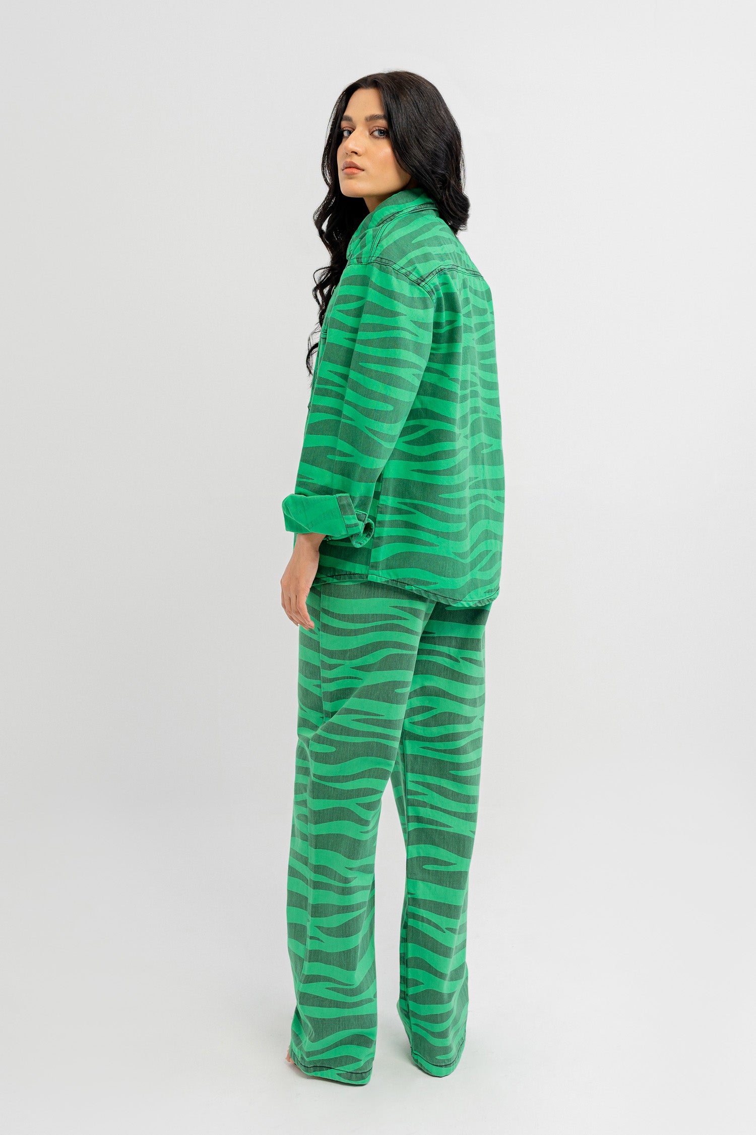 Green Printed Denim Jeans - Hustle N Holla