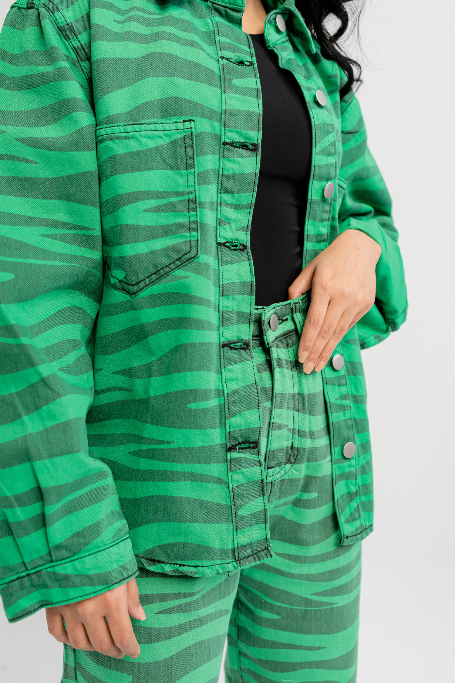 Green Printed Denim Jeans - Hustle N Holla