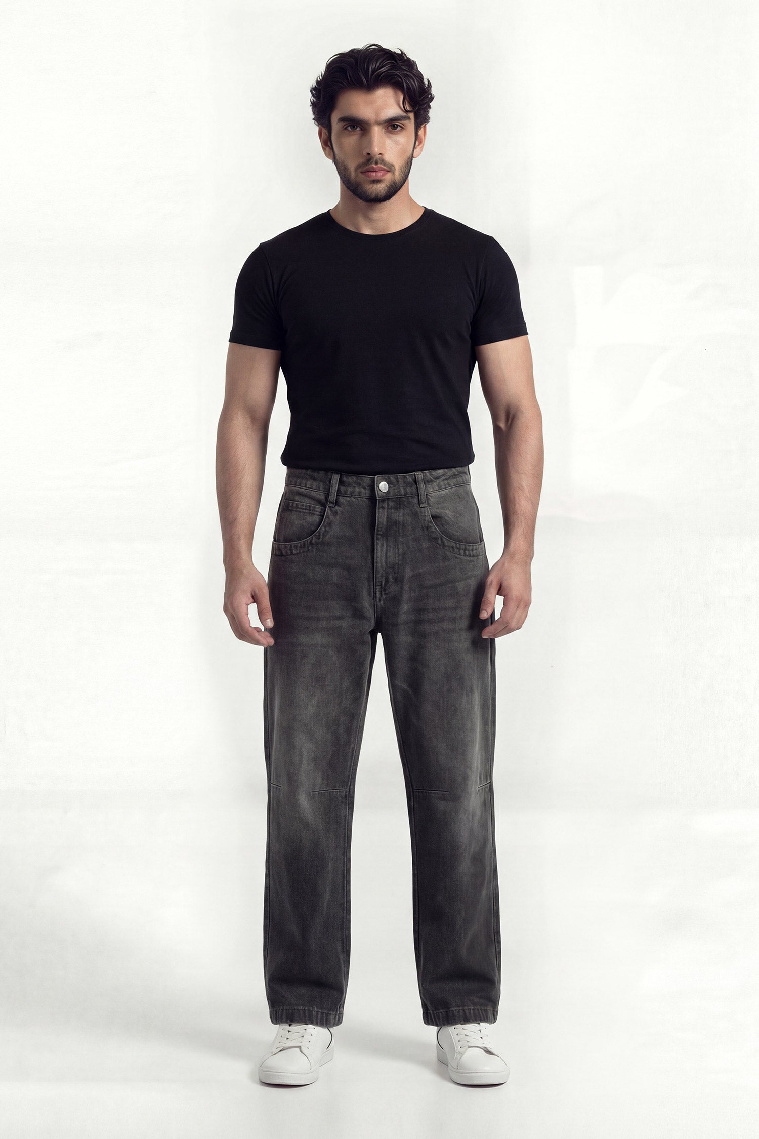 Grey Mid Washed Baggy Fit Denim Jeans - Hustle N Holla