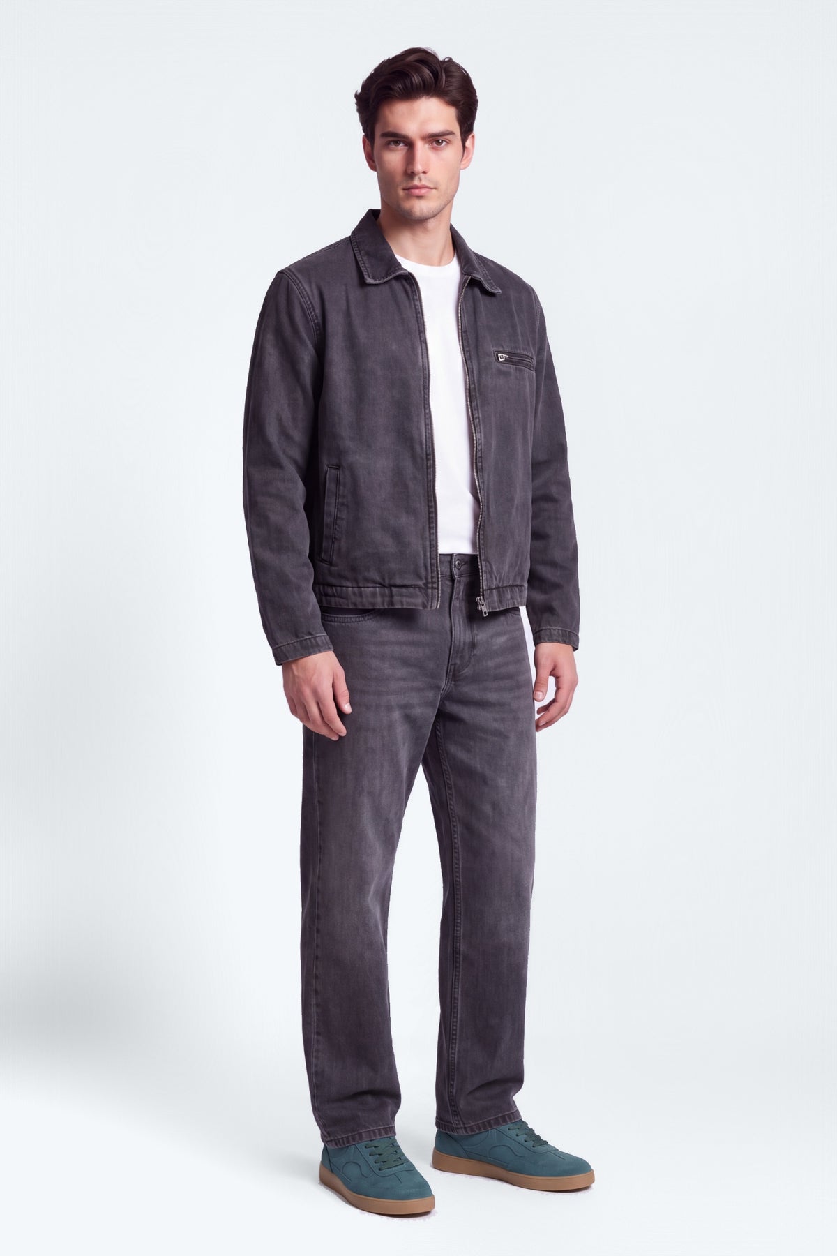 Grey Mid Washed Relaxed Fit Denim Jacket - Hustle N Holla