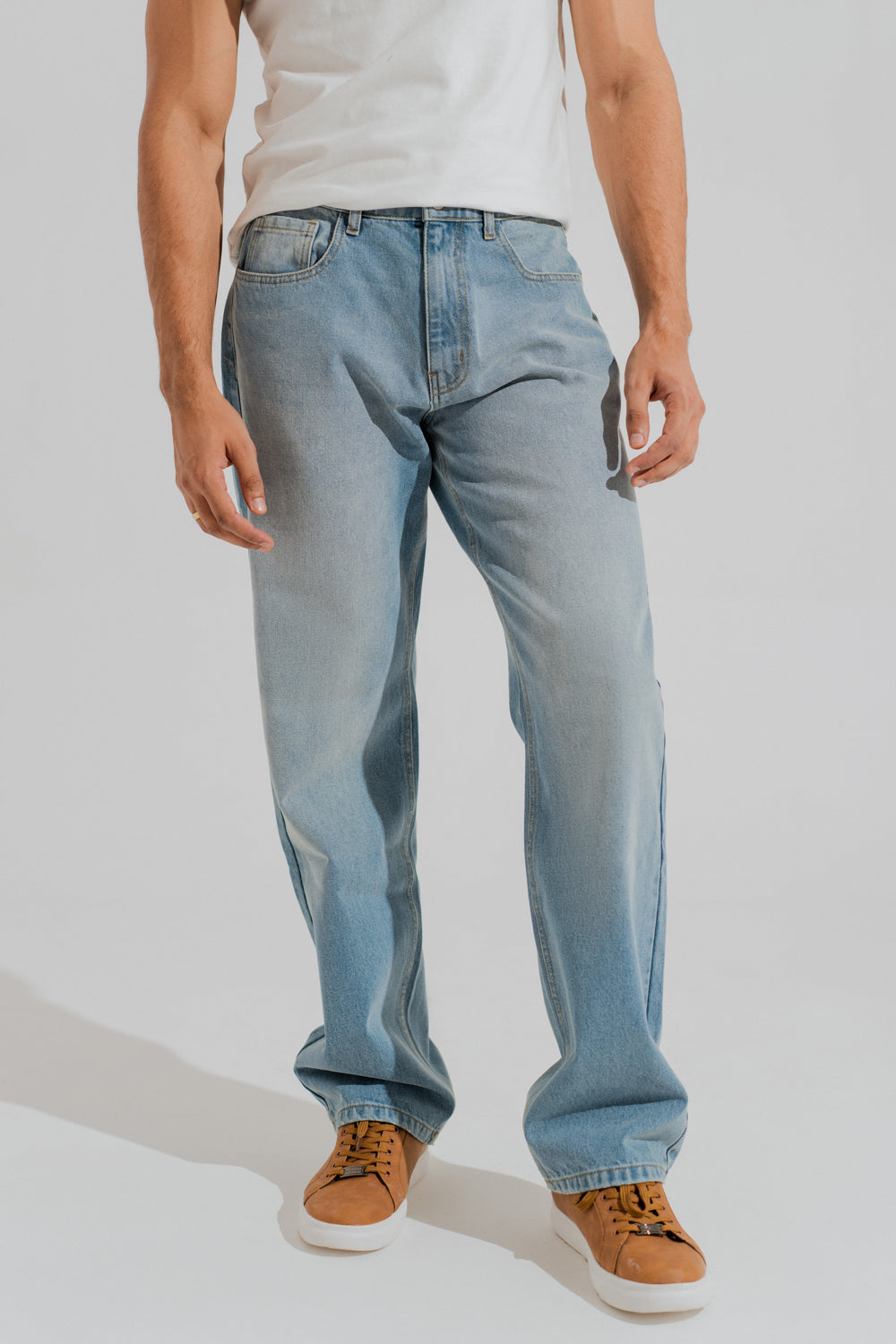 Blue Mid Washed Straight Fit Denim Jeans - Hustle N Holla