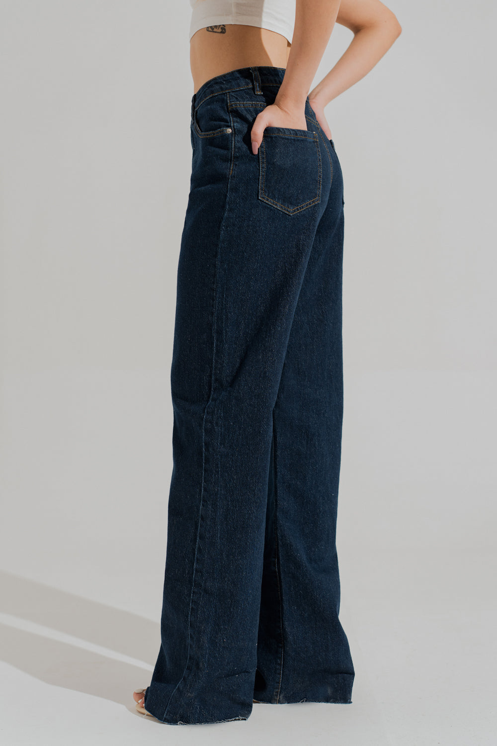 Blue Dark Wash Wide Leg Denim Jeans - Hustle N Holla