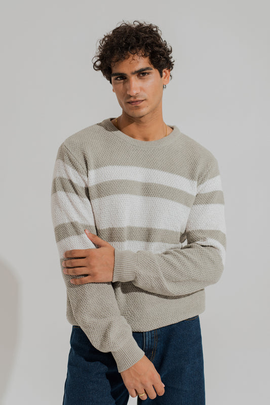 Grey & White Relaxed fit Sweaters - Hustle N Holla