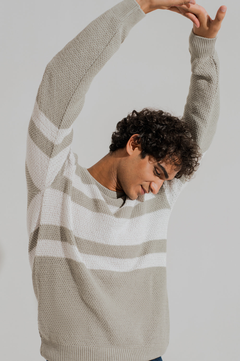 Grey & White Relaxed Fit Sweaters - Hustle N Holla