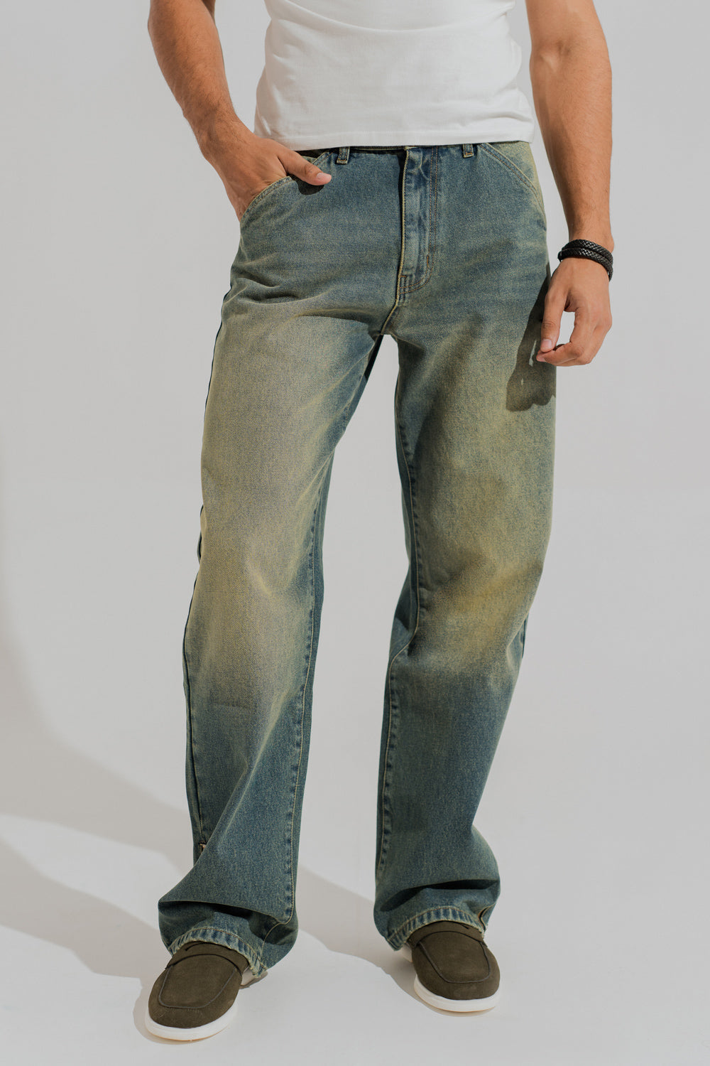 Blue Vintage Straight Fit Denim Jeans - Hustle N Holla