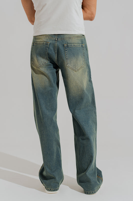 Blue Vintage Straight Fit Denim Jeans - Hustle N Holla