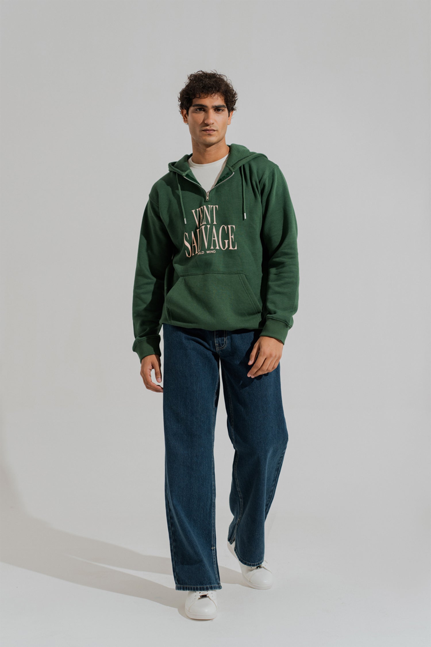 Dark Green Oversized Quarter Zip Statement Hoodie - Hustle N Holla