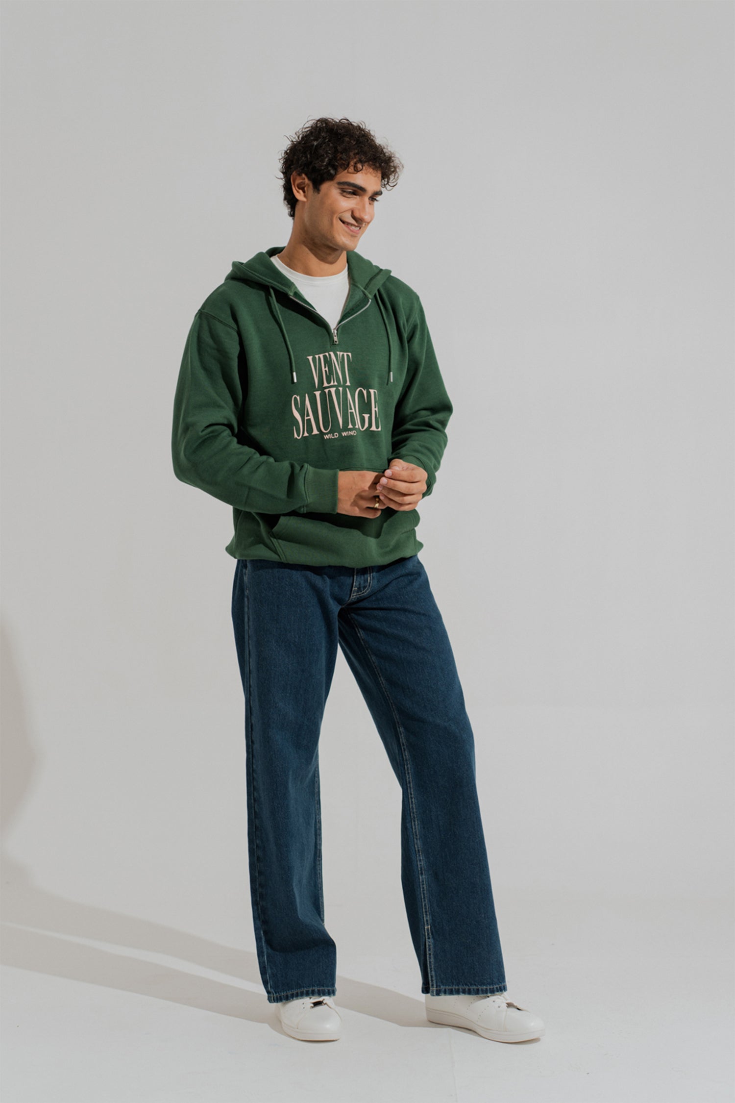 Dark Green Oversized Quarter Zip Statement Hoodie - Hustle N Holla