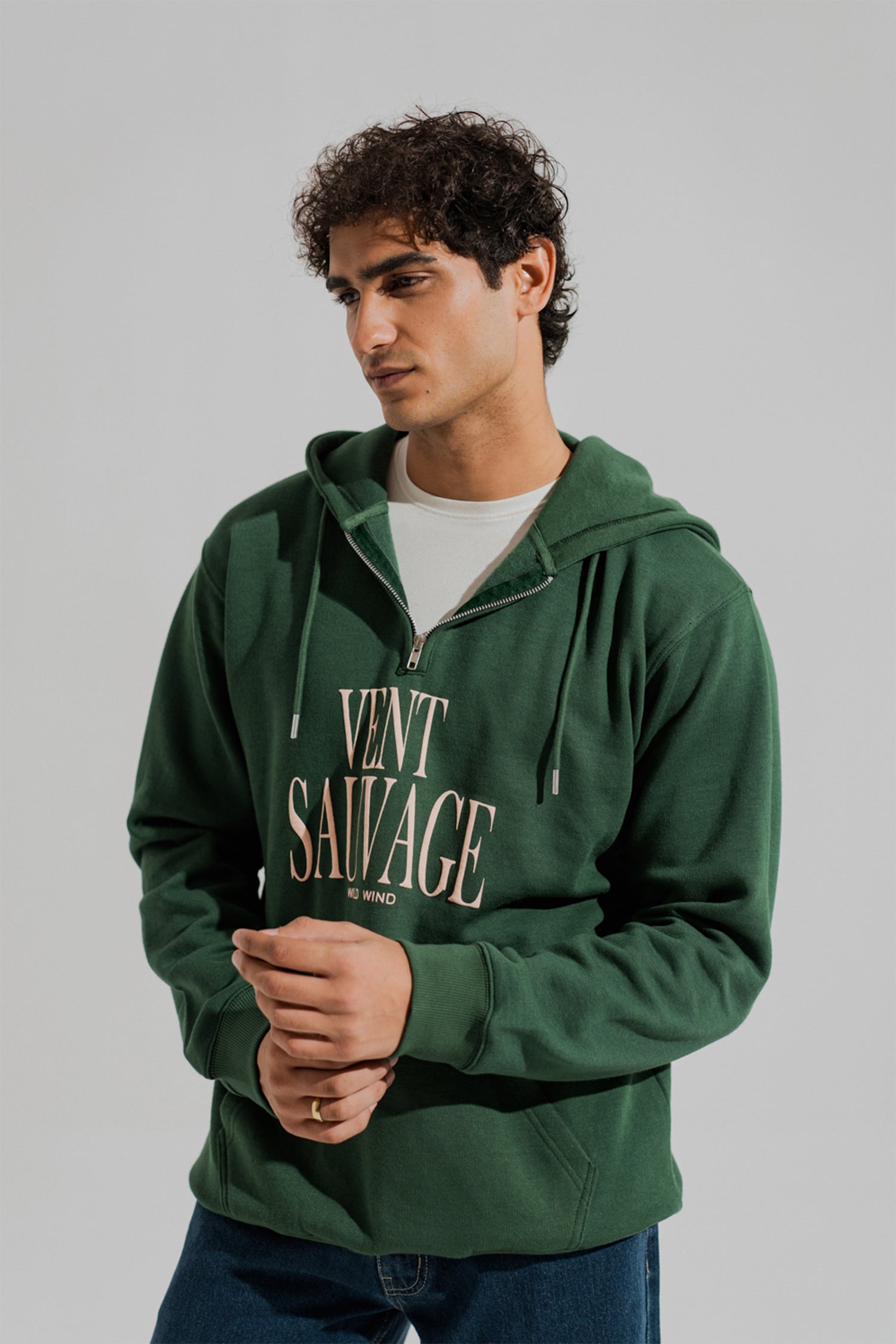 Dark Green Oversized Quarter Zip Statement Hoodie - Hustle N Holla