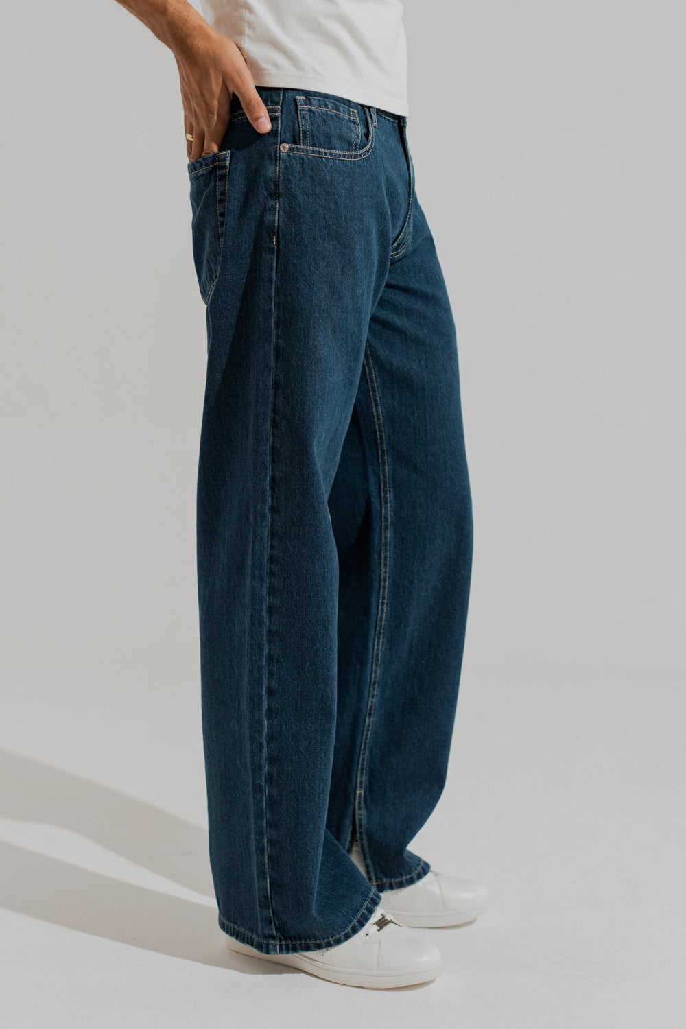 Blue Mid Washed Baggy Fit Jeans - Hustle N Holla
