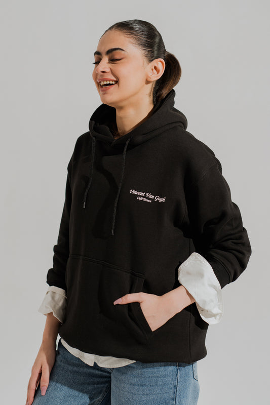 Black Oversized Graphic Pullover Hoodie - Hustle N Holla